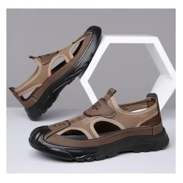 Men's Breathable Sandals Slippers Half Casual Open Shoes Brown