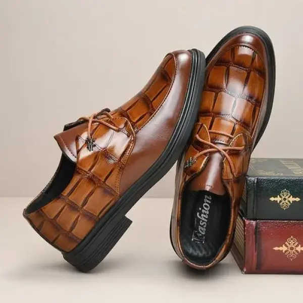 Men's Corporate Italian Oxford Formal Loafer Lace up Shoes Brown